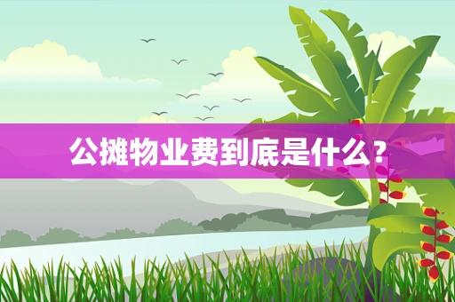 公摊物业费到底是什么？