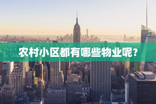 农村小区都有哪些物业呢？