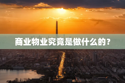 商业物业究竟是做什么的？