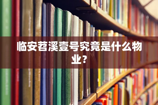 临安苕溪壹号究竟是什么物业？