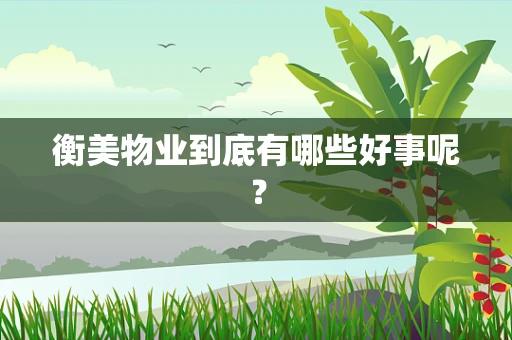 衡美物业到底有哪些好事呢？