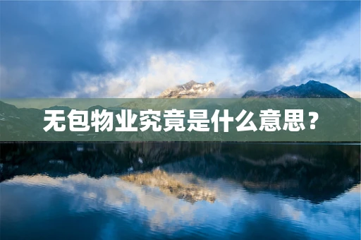 无包物业究竟是什么意思？
