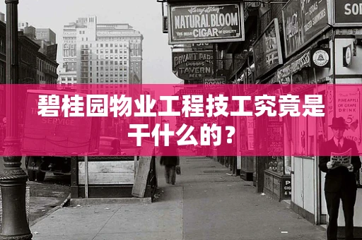 碧桂园物业工程技工究竟是干什么的？