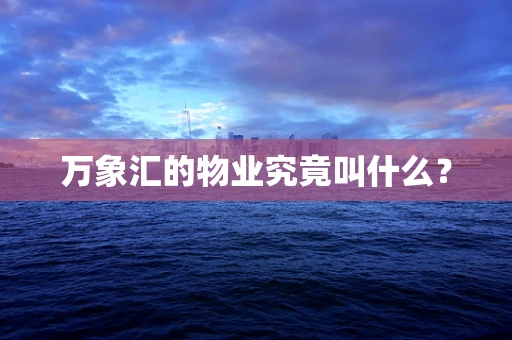 万象汇的物业究竟叫什么？