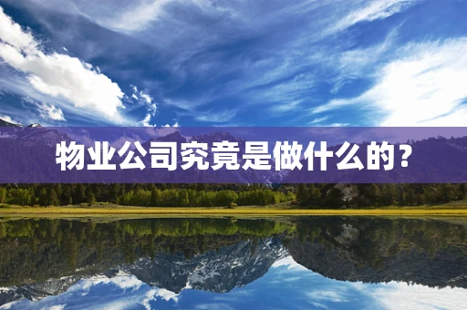 物业公司究竟是做什么的？