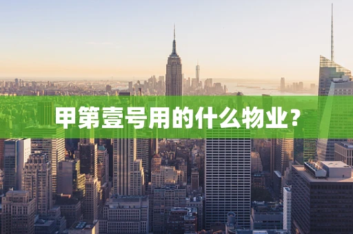 甲第壹号用的什么物业？