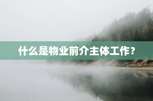 什么是物业前介主体工作？